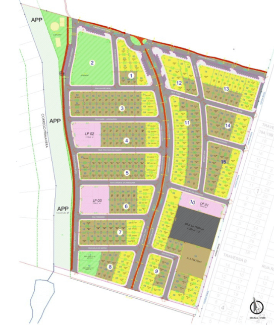 Planta Do loteamento Cidade Jardim 2, localizado em Alta Floresta terrenos e lotes a venda